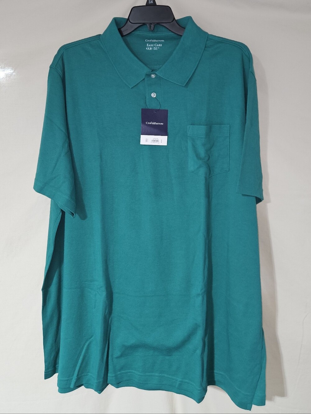NWT Croft & Barrow Teal Green Short-Sleeve Polo with Chest Pocket